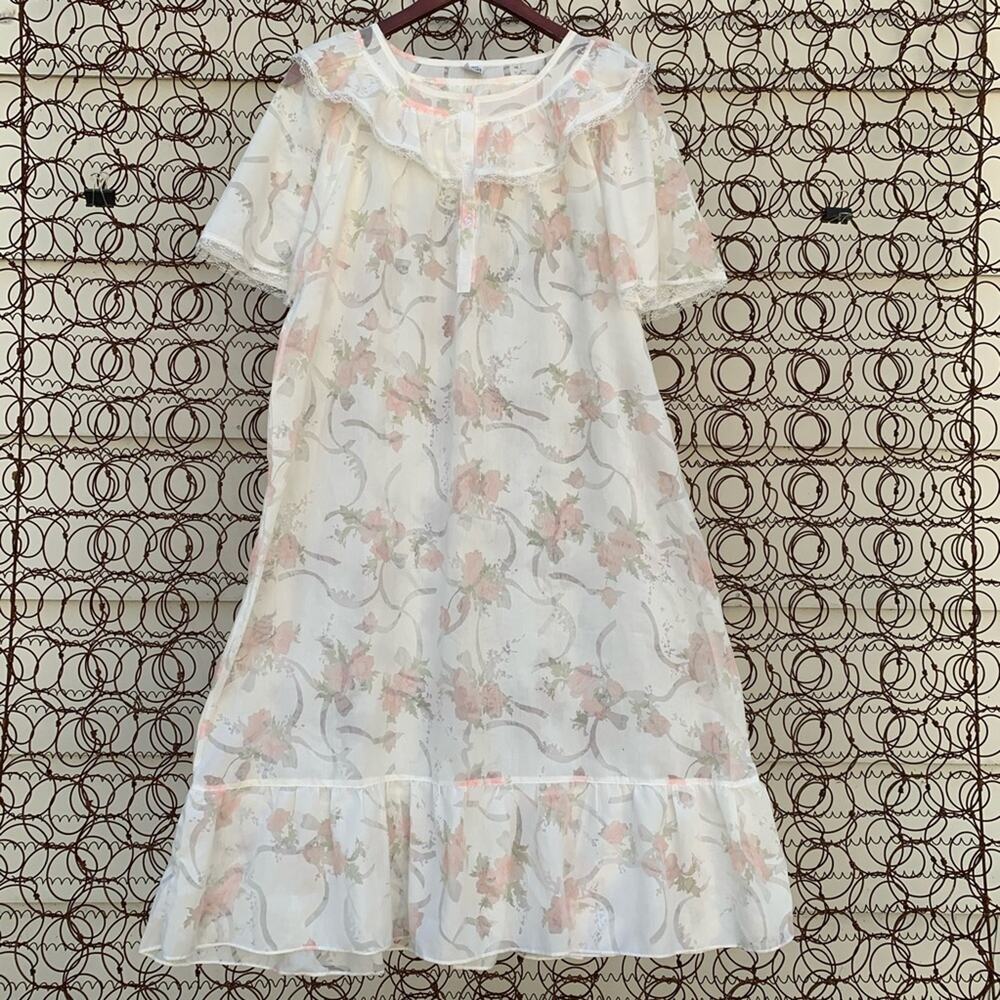 Retro floral lace and ruffles boho cottagecore whimsy prairie dress LARGE?